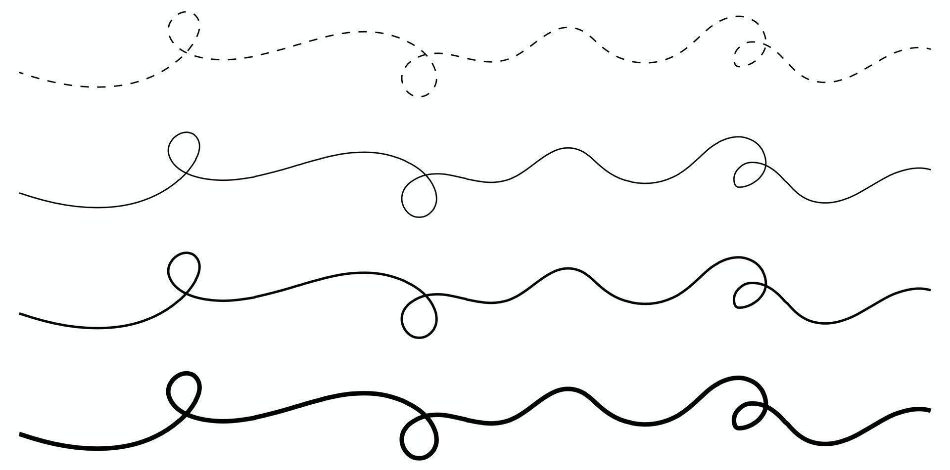 Wavy lines set different styles for illustration vector