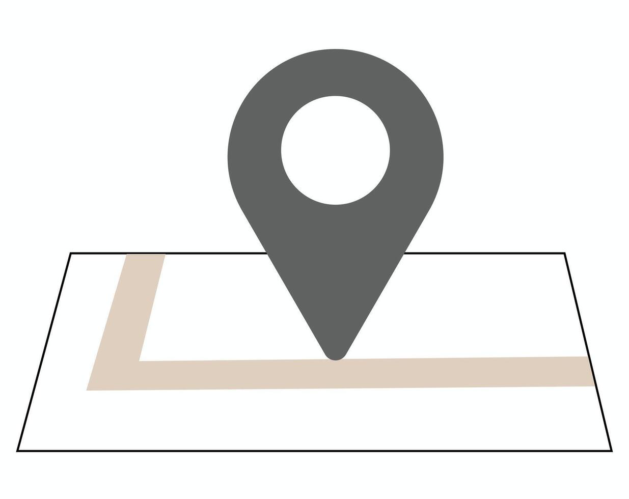 Map navigation pin icon indicating a location point on a conceptual road map for location and directions. vector
