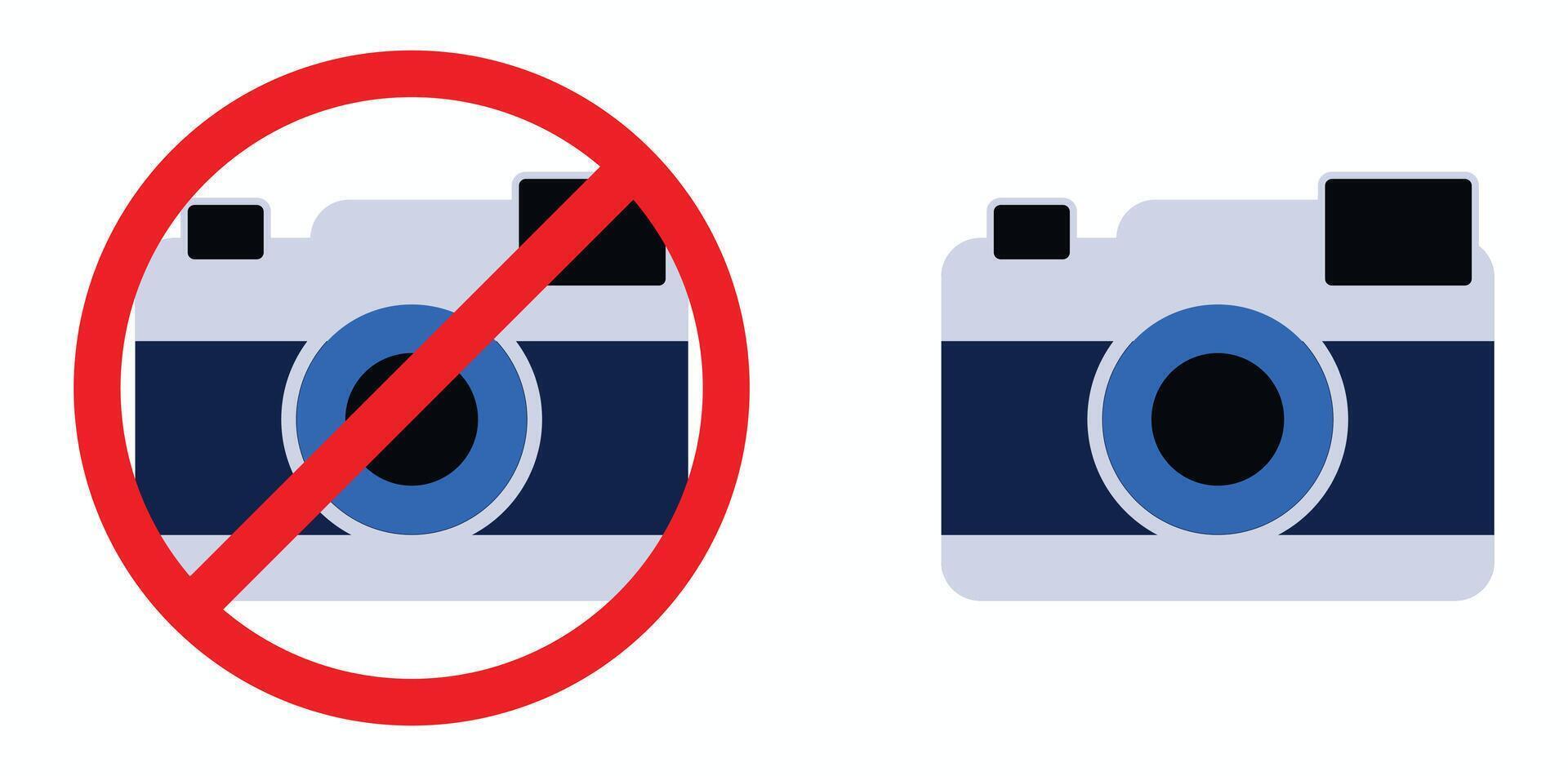 Camera ban symbol with prohibited shooting icon, emphasizing no photography allowed with a clear, red forbidden sign vector