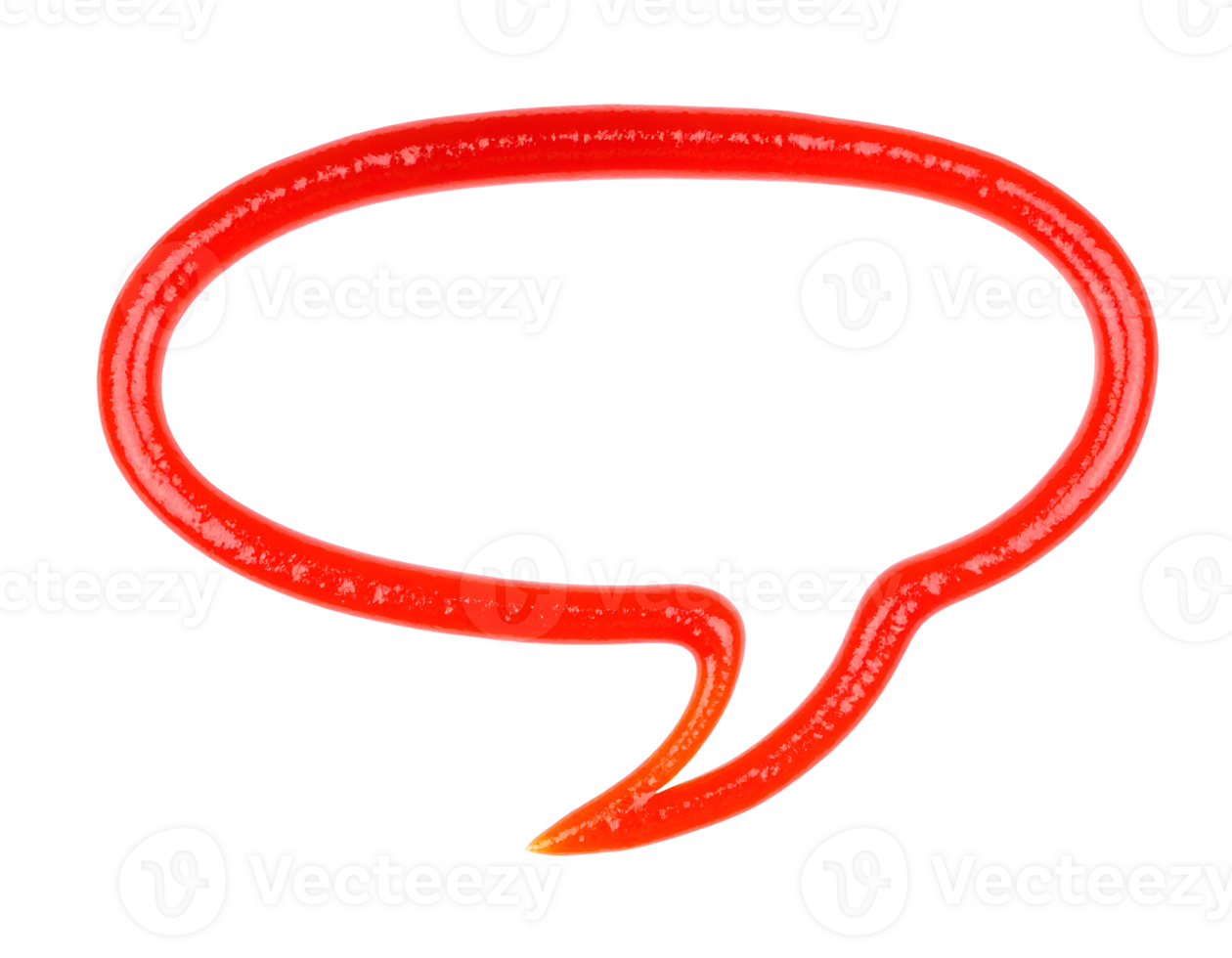 comic speech bubble made from red ketchup line in watercolor style with soft texture on isolated background for food art and graphic design concept png