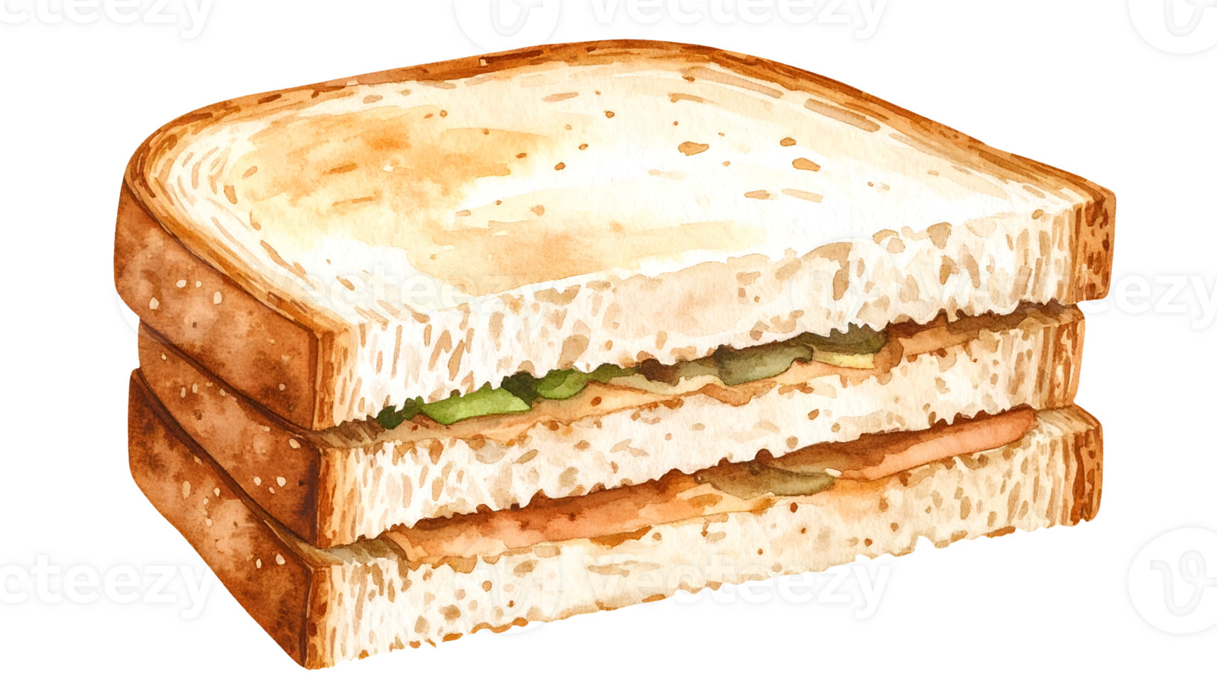 double layer whole wheat sandwich watercolor png