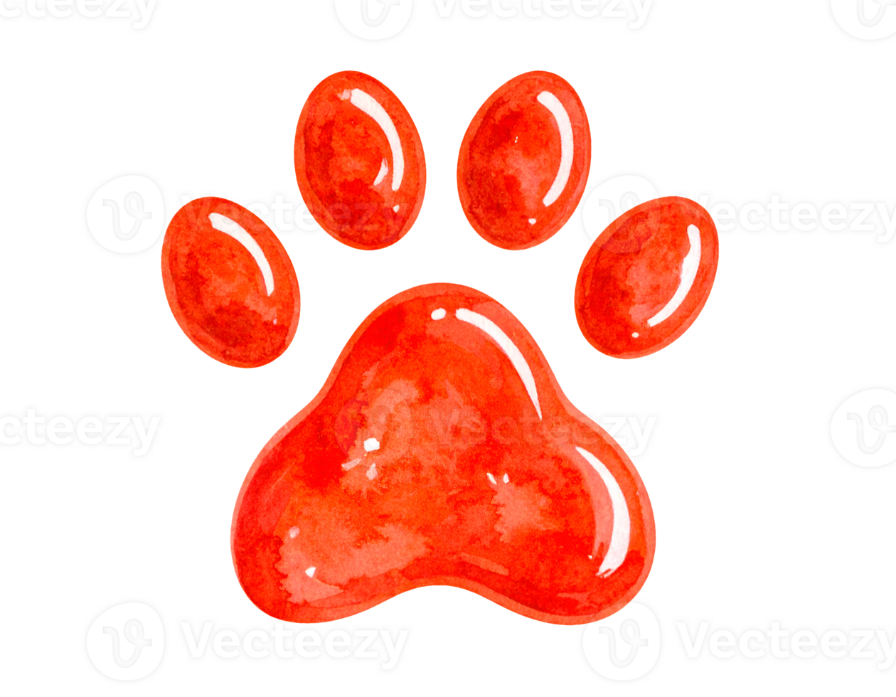 ketchup drops forming animal paw print in watercolor style on isolated background for food art and cute condiment splash design element png