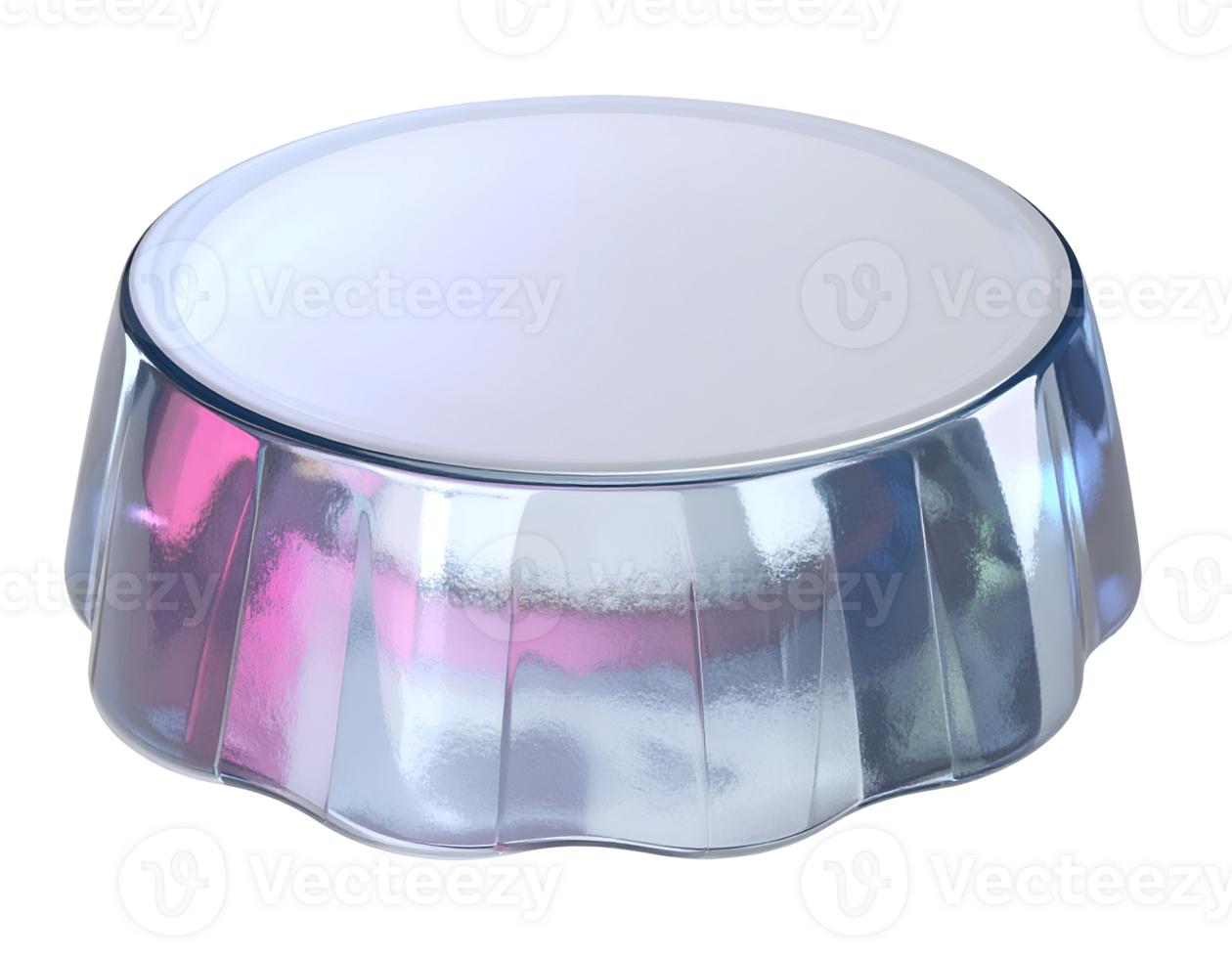 iridescent jelly platform with transparent glossy surface, 3d futuristic display base for product or character showcase png