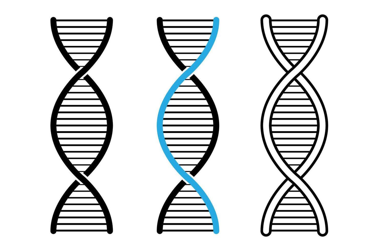 DNA icon set. Genetic helix and molecule symbols vector