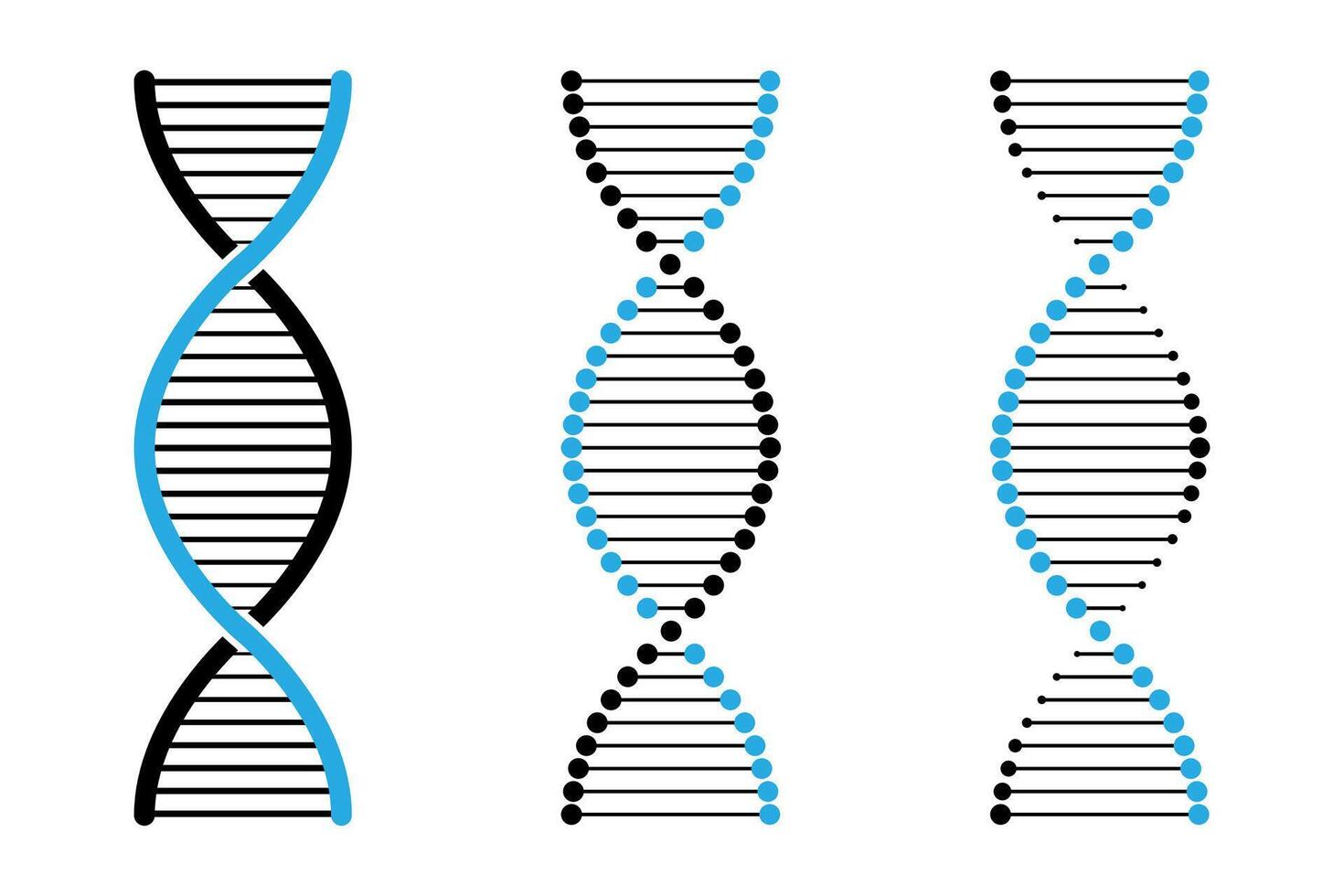 DNA icon set. Genetic helix and molecule symbols. vector