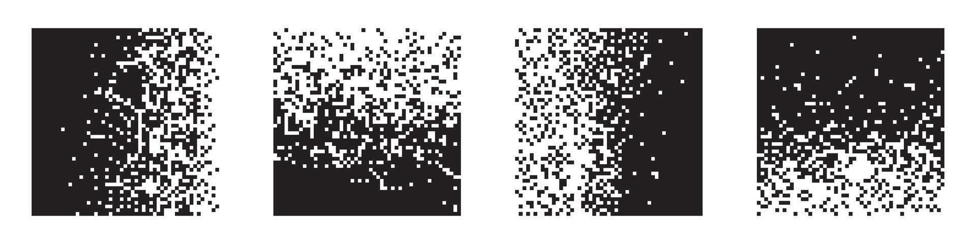 Abstract monochrome pixel gradient background set vector