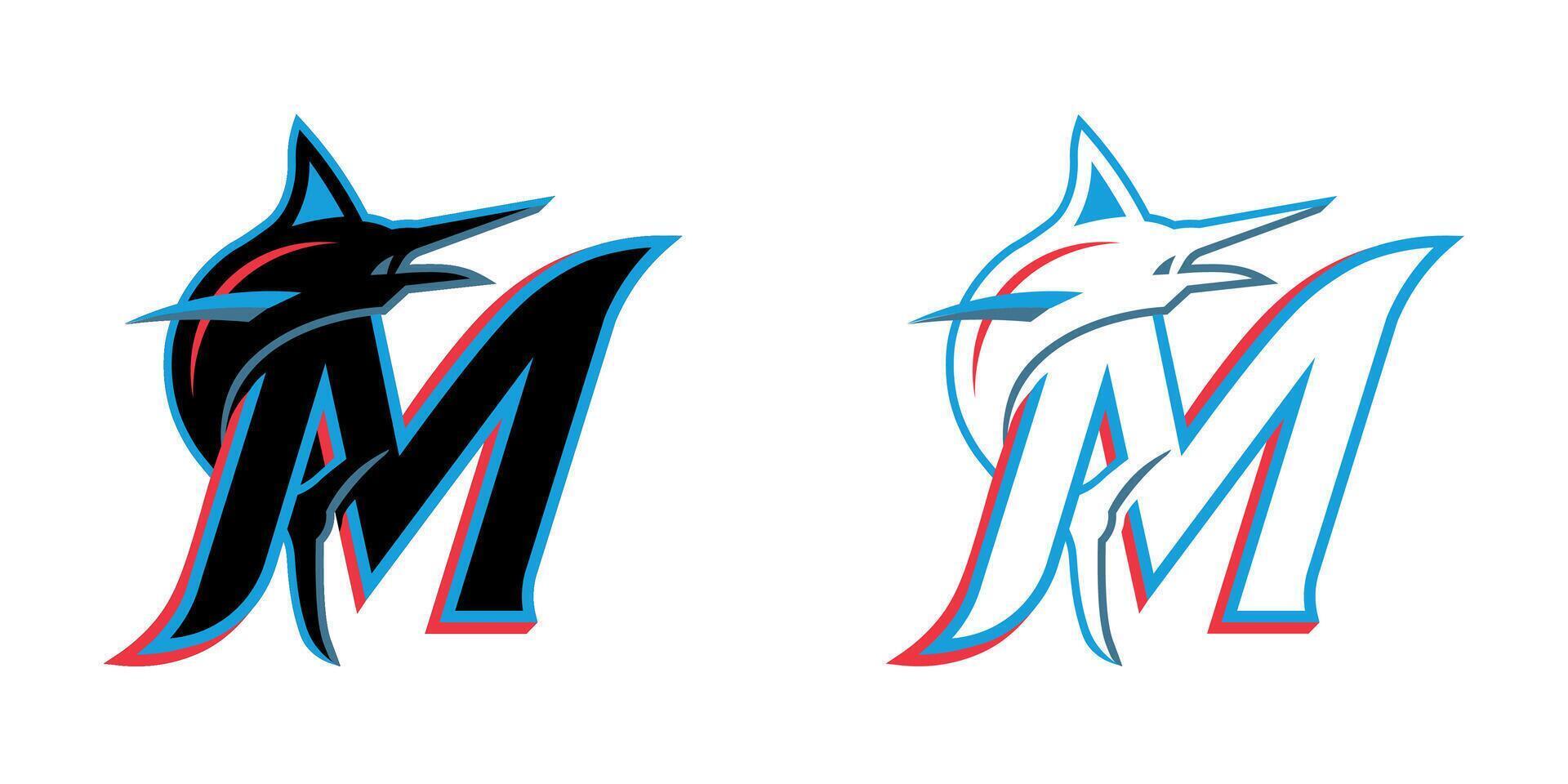 Miami Marlins mlb team logo icons vector