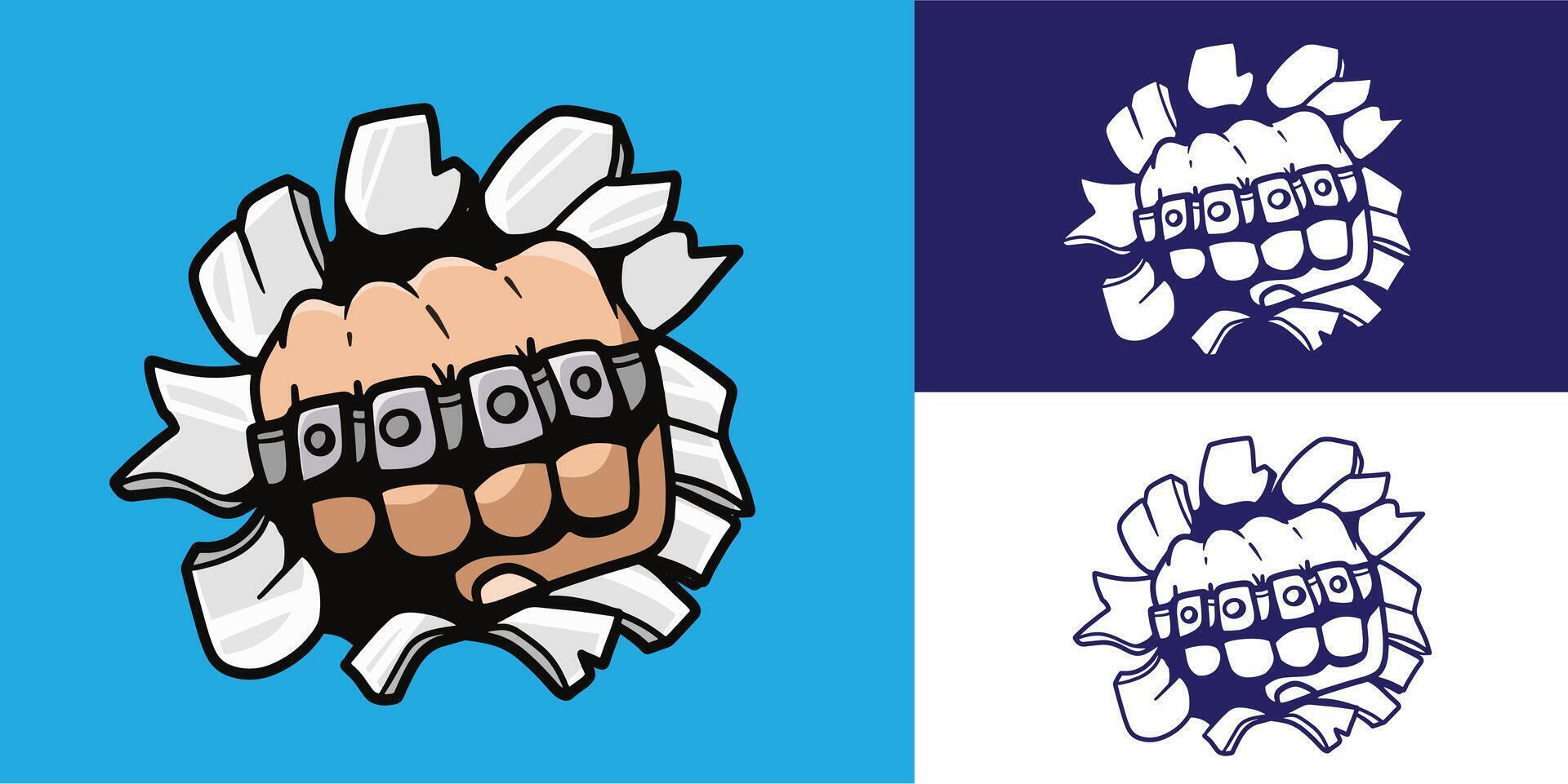 fist with knuckle hitting the wall illustration good for sticker, badge, logo, decals, element design, etc vector