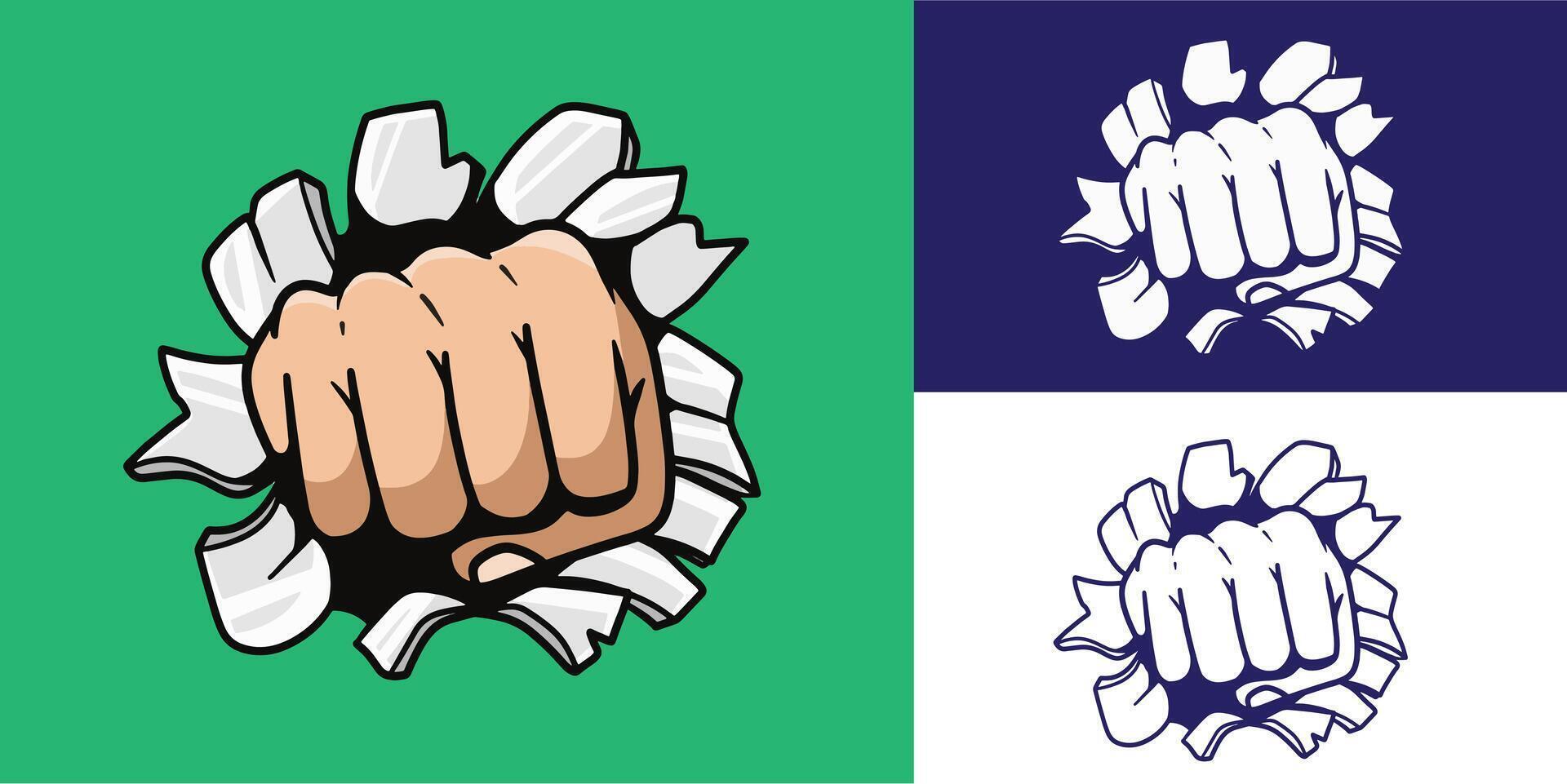 fist hitting the wall illustration good for sticker, badge, logo, decals, element design, etc vector