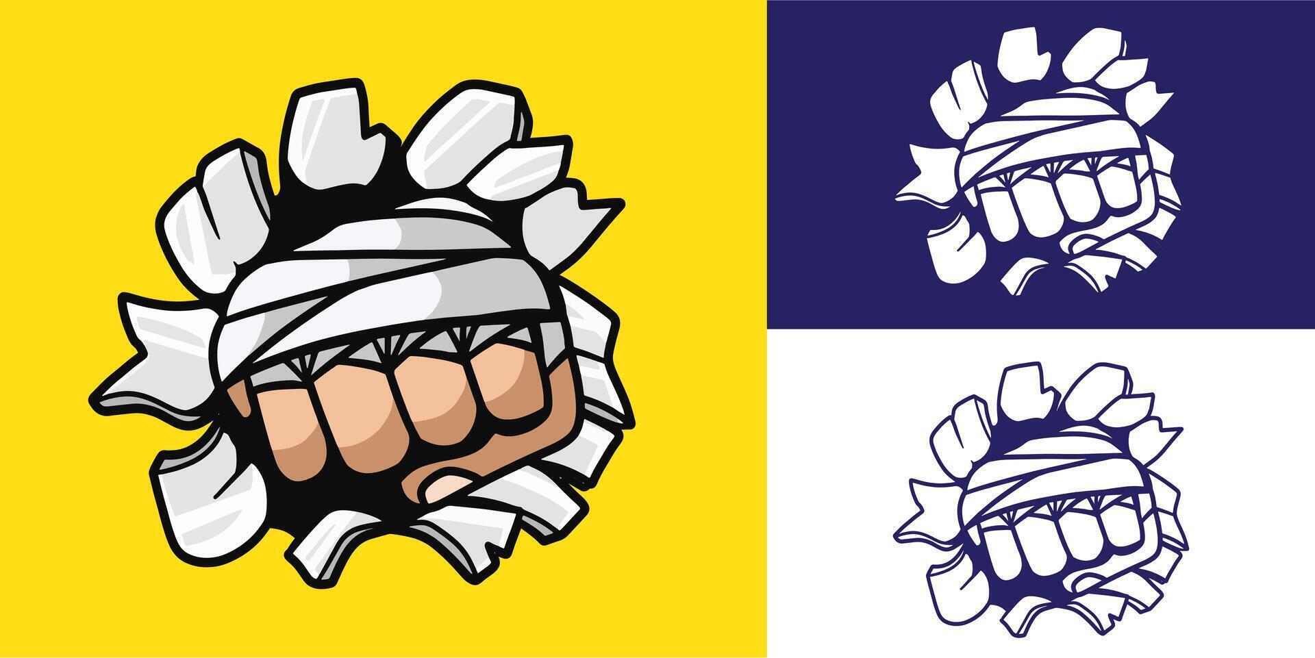 fist fighter hitting the wall illustration good for sticker, badge, logo, decals, element design, etc vector