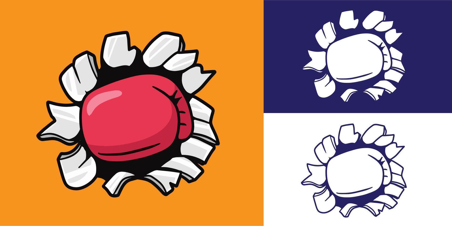 fist boxing hitting the wall illustration good for sticker, badge, logo, decals, element design, etc vector