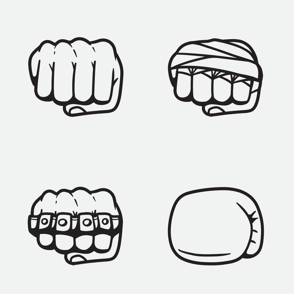 set of fist with outline style good for icon, symbol, logo, element design, coloring book, coloring page, etc vector