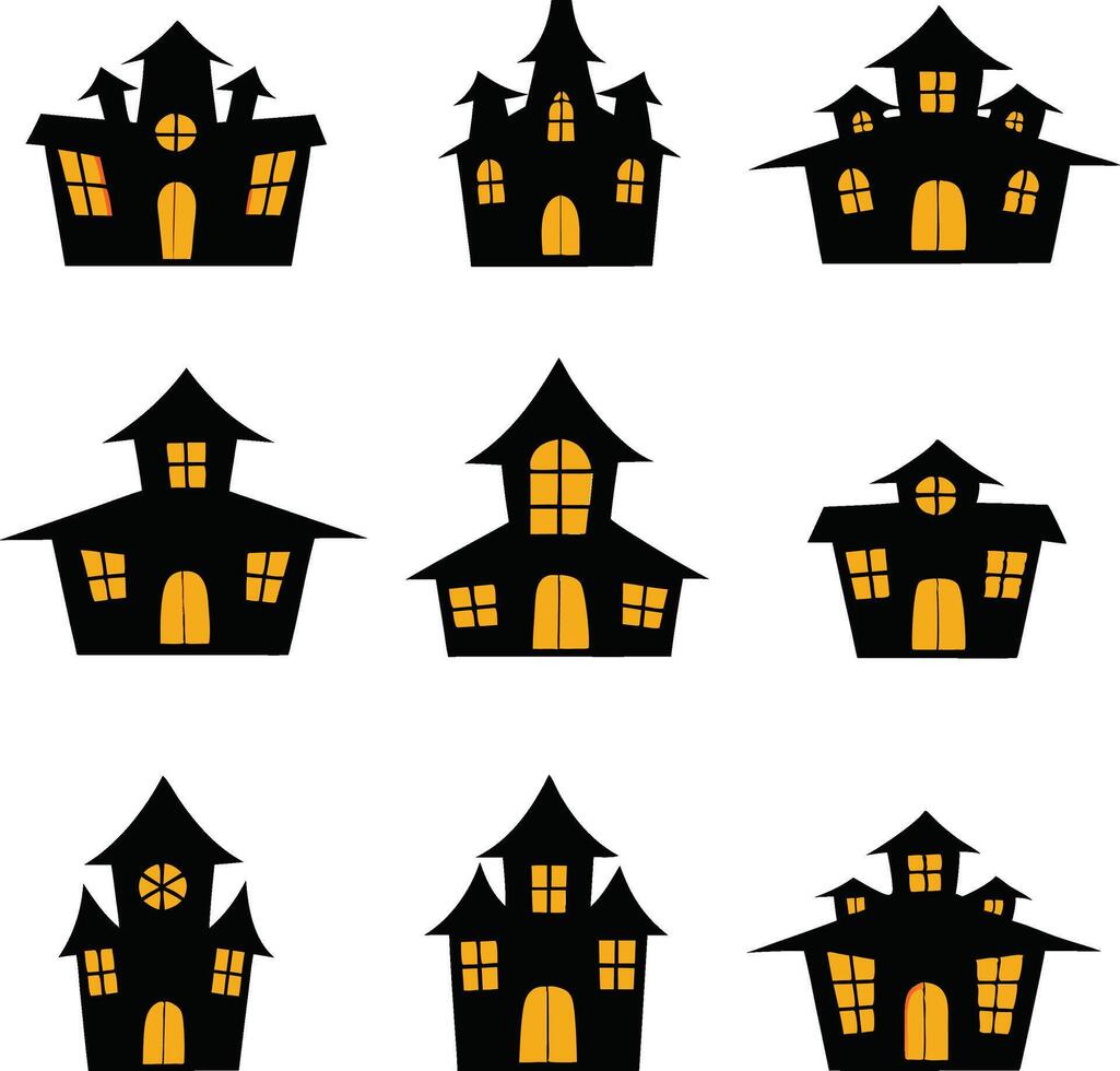 Halloween Silhouette Houses collection vector