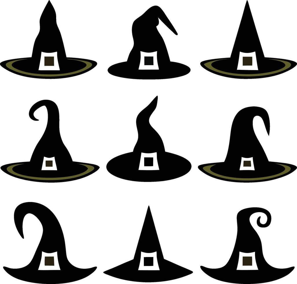 Silhouetted Witch Hat Set vector