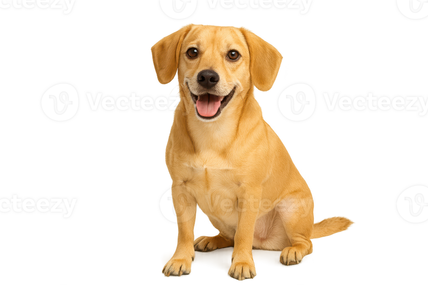 Happy Dog Smiling in Simple Silhouette on Transparent Background png