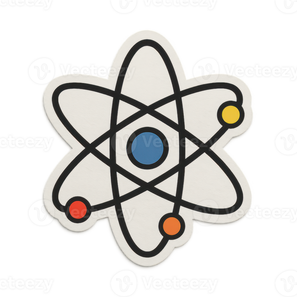 Simple Atomic Cutout Design with Colorful Orbit Paths png