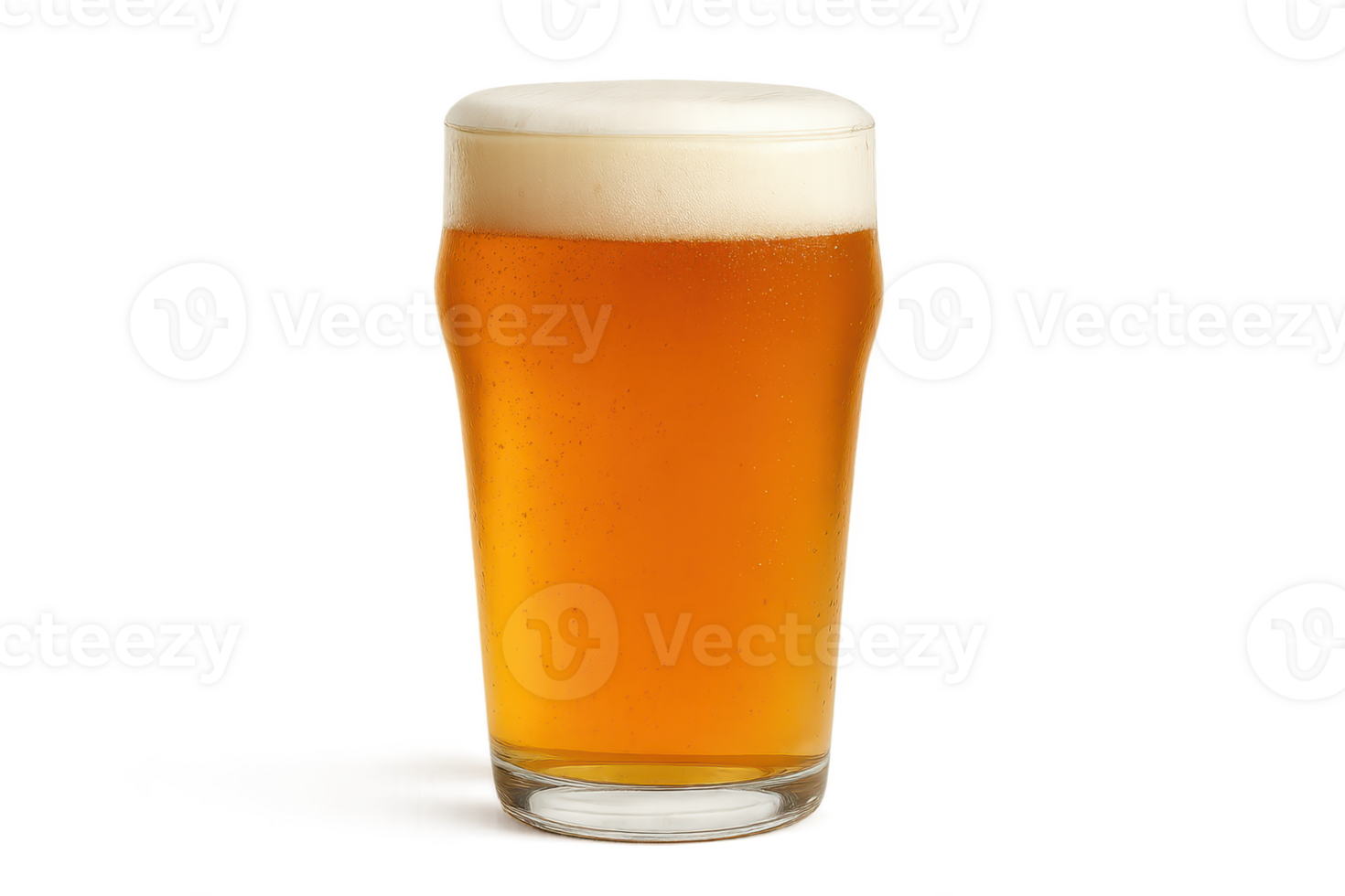 Fresh Beer in a Clear Glass with Foam on Top png