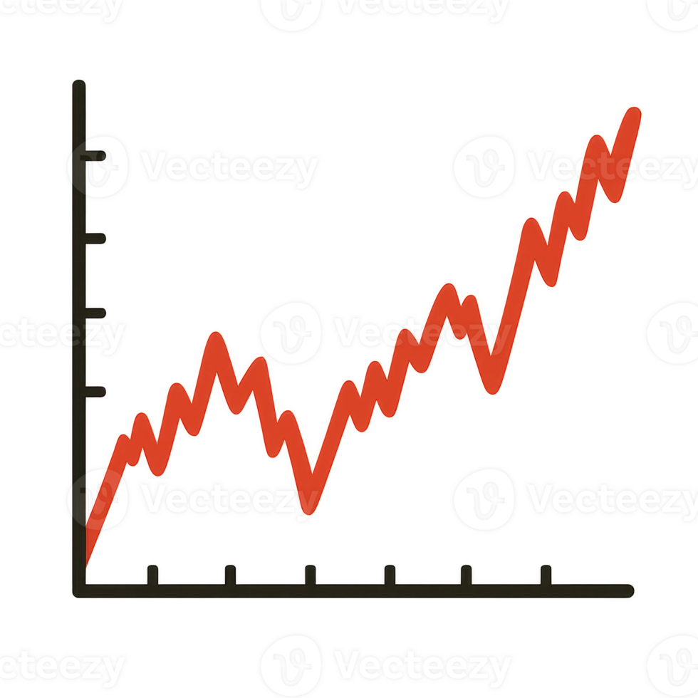 Simple Stock Graph Cutout with Rising Trend in Vibrant Colors png