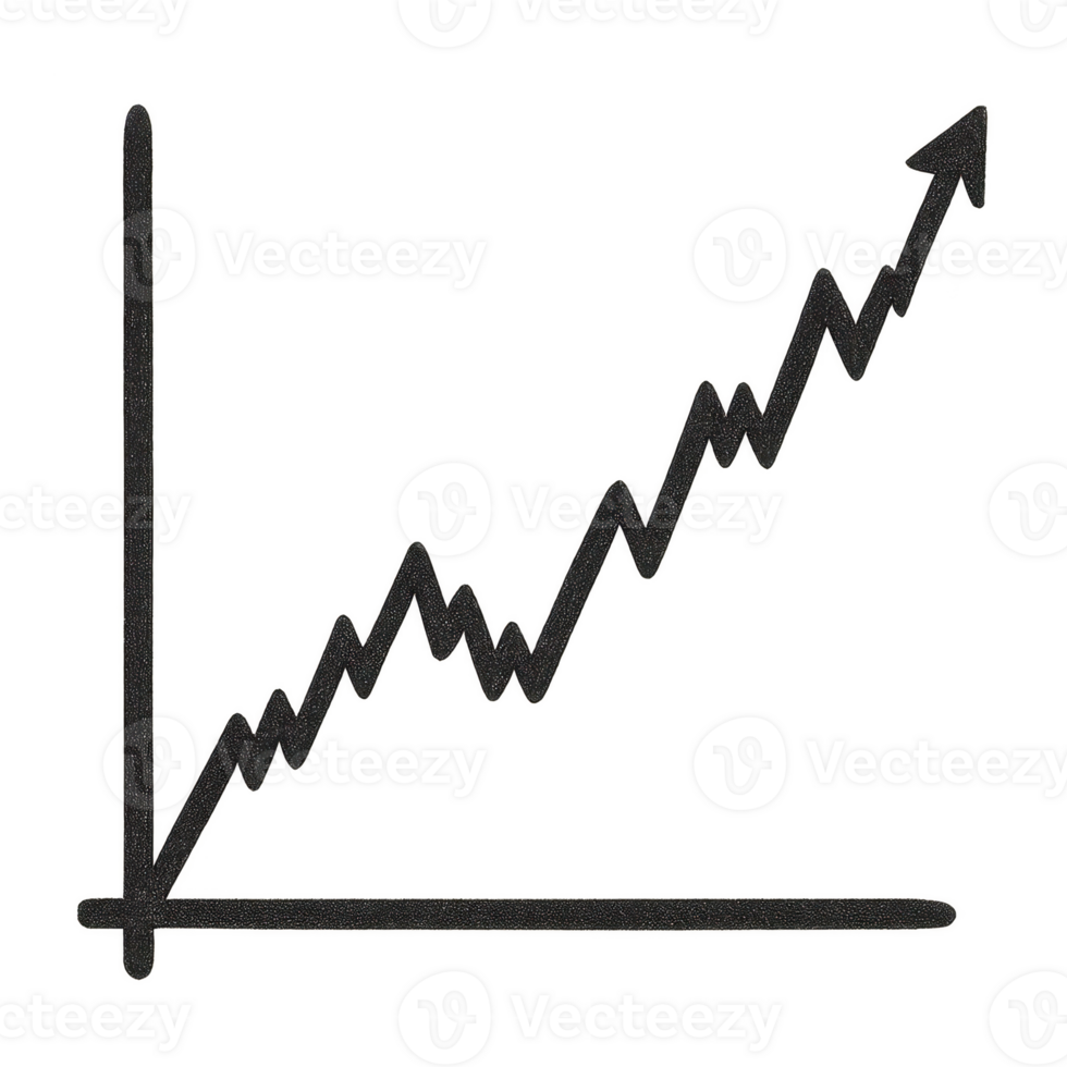 Simple Stock Chart Cutout with Rising Trend Line for Data Visualization png