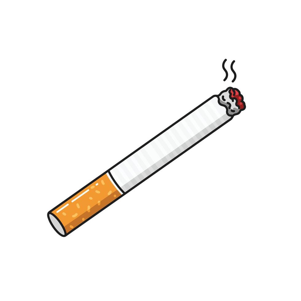 Burning Cigarette Line Art Illustration vector