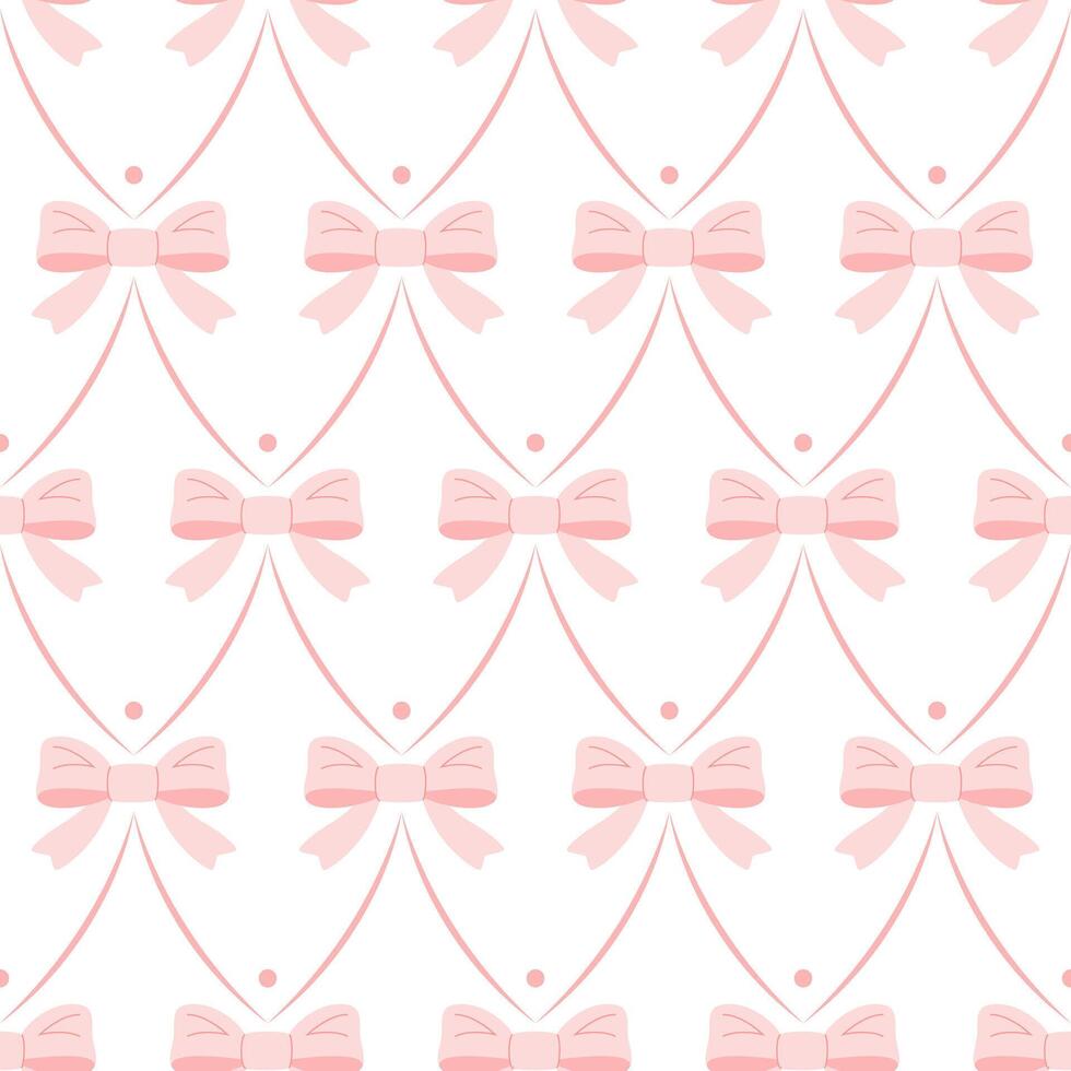 Seamless pattern of vintage pink bows. Design template for textile, wrapping paper, postcard, cover, background. vector