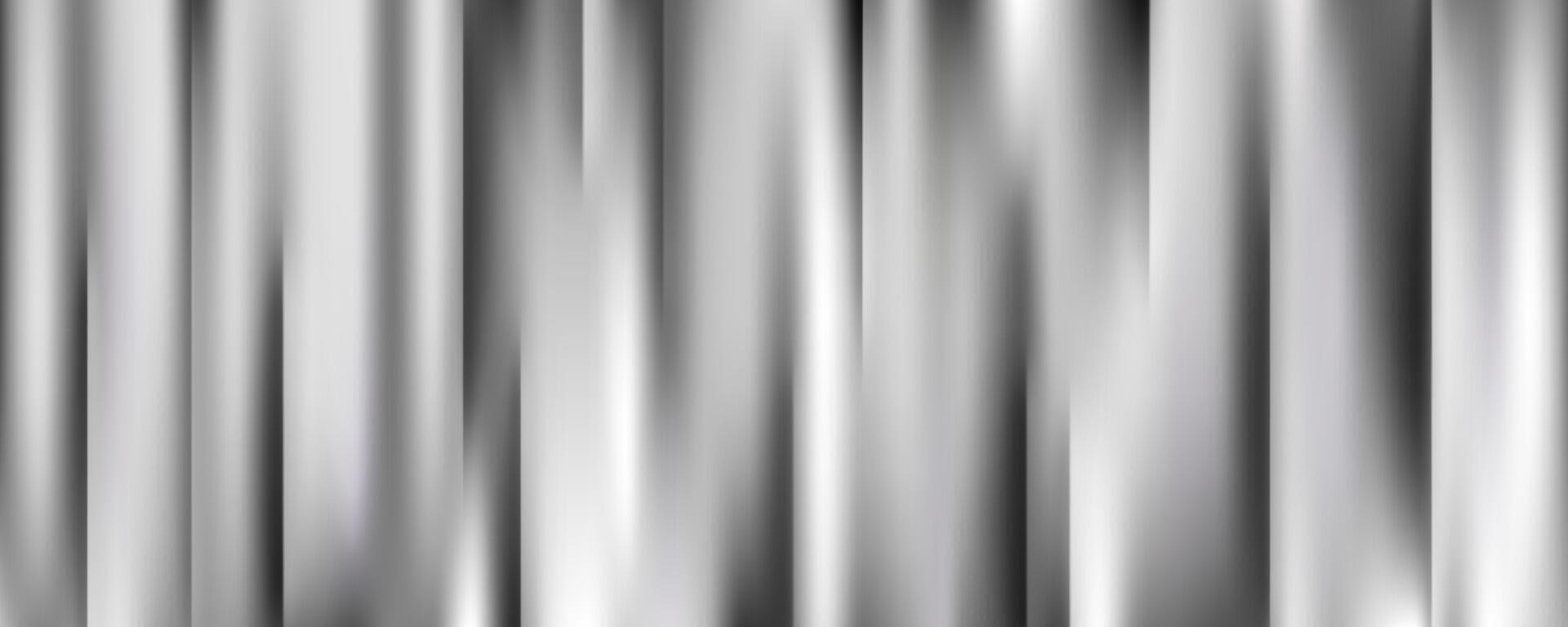 Silver gradient background. Metal foil surface. Smooth steel chrome effect of shiny material. Platinum gradation with reflections vector