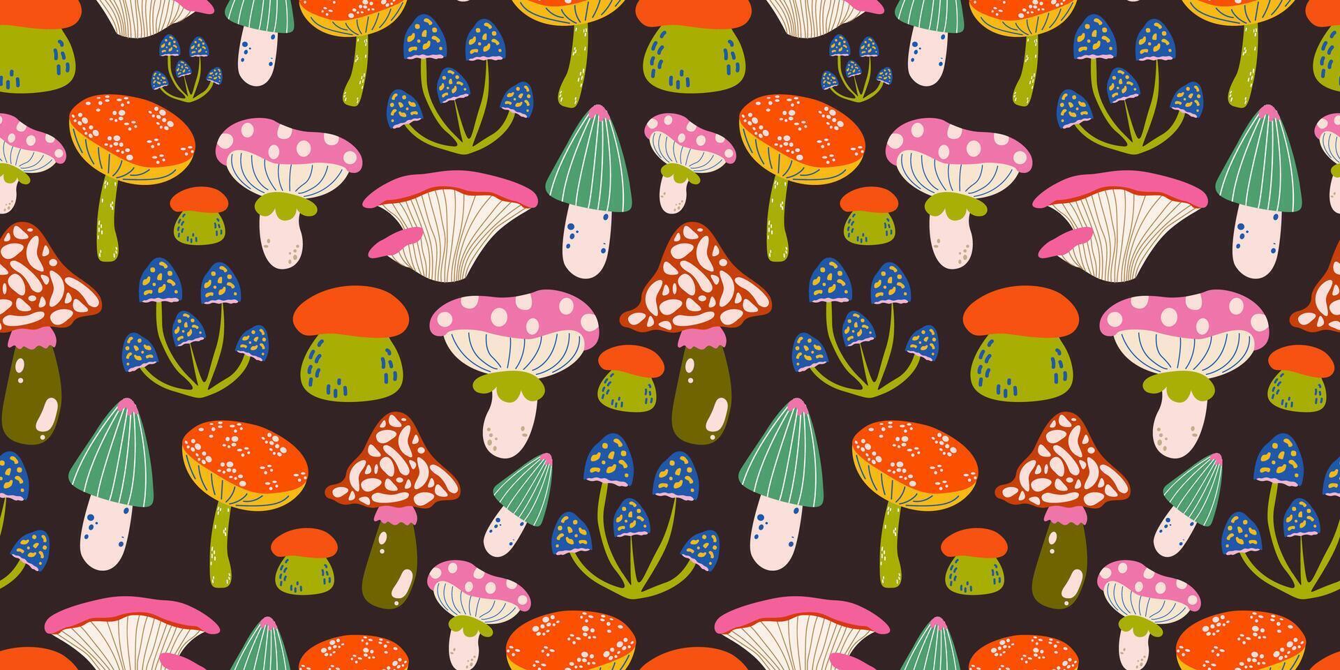 colorful mushrooms pattern design vector