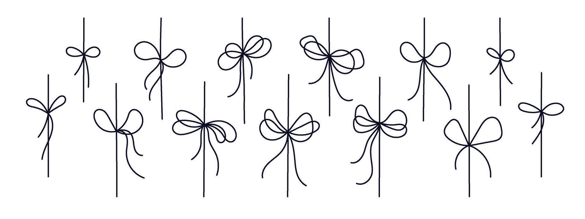 Bow gift ribbon. Line collection. Holiday present vector