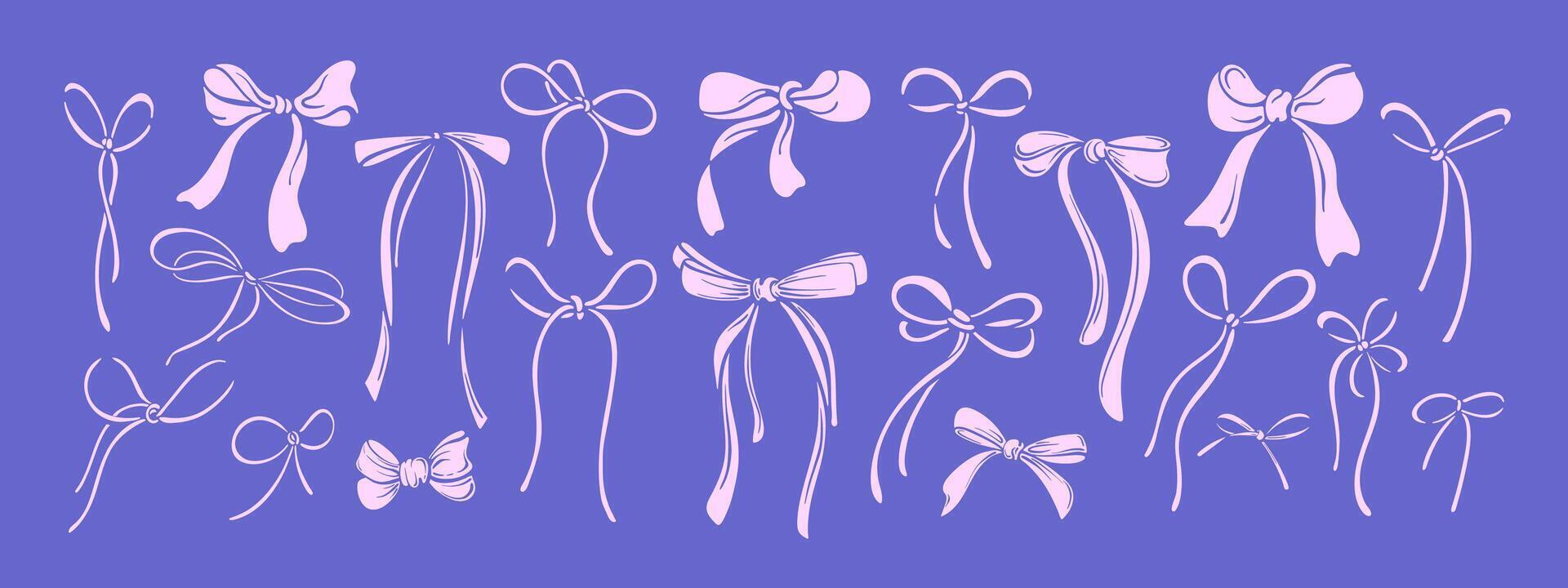 Hand drawn retro bow knot collection ribbon vector