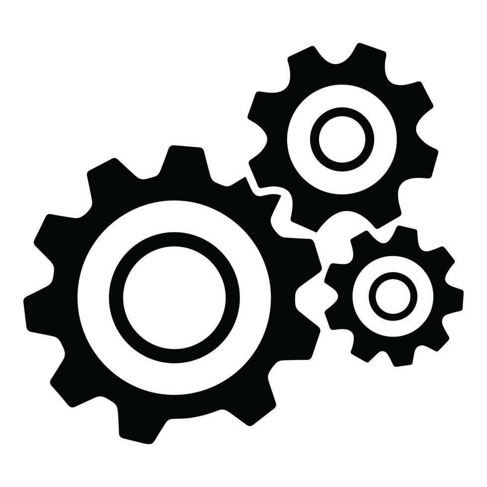 Gear and Cog Icon Set Solid for Settings, Industry, and Engineering vector