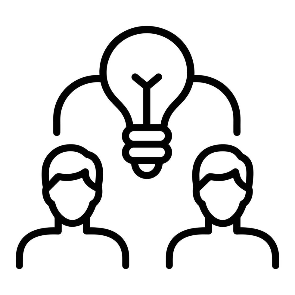 Collaboration and Idea Sharing Icon with Light Bulb and Two People vector