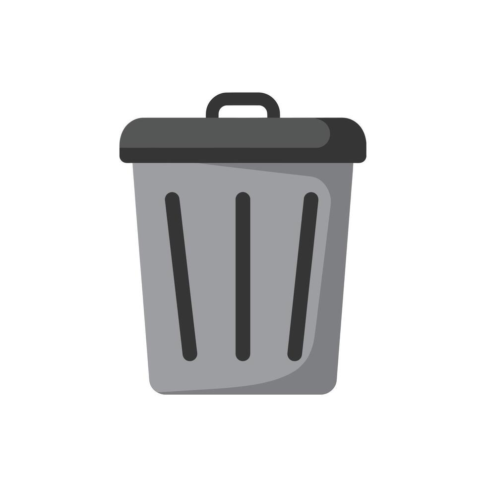 Minimalist Gray Trash Can Icon vector