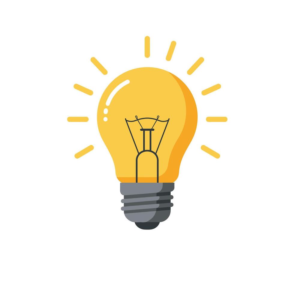 Flat Design Light Bulb with Rays Clipart vector