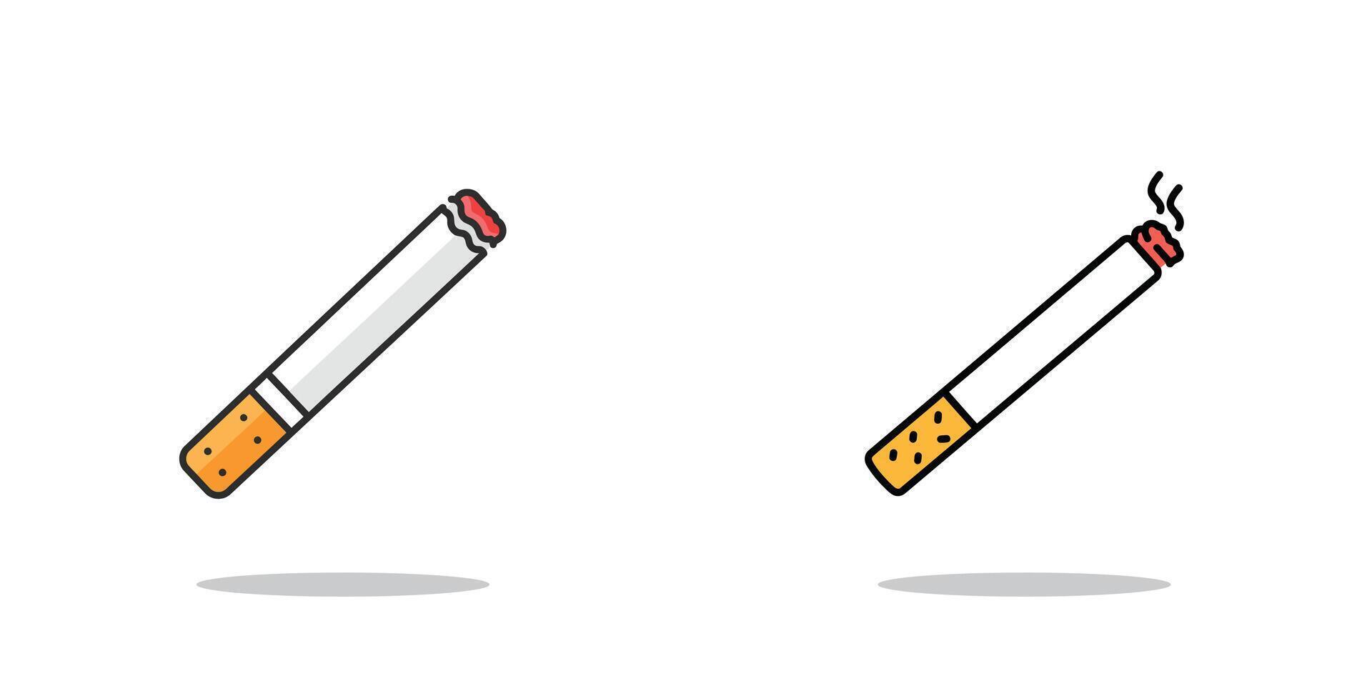 Lit vs. Unlit Cigarette Comparison Illustration vector