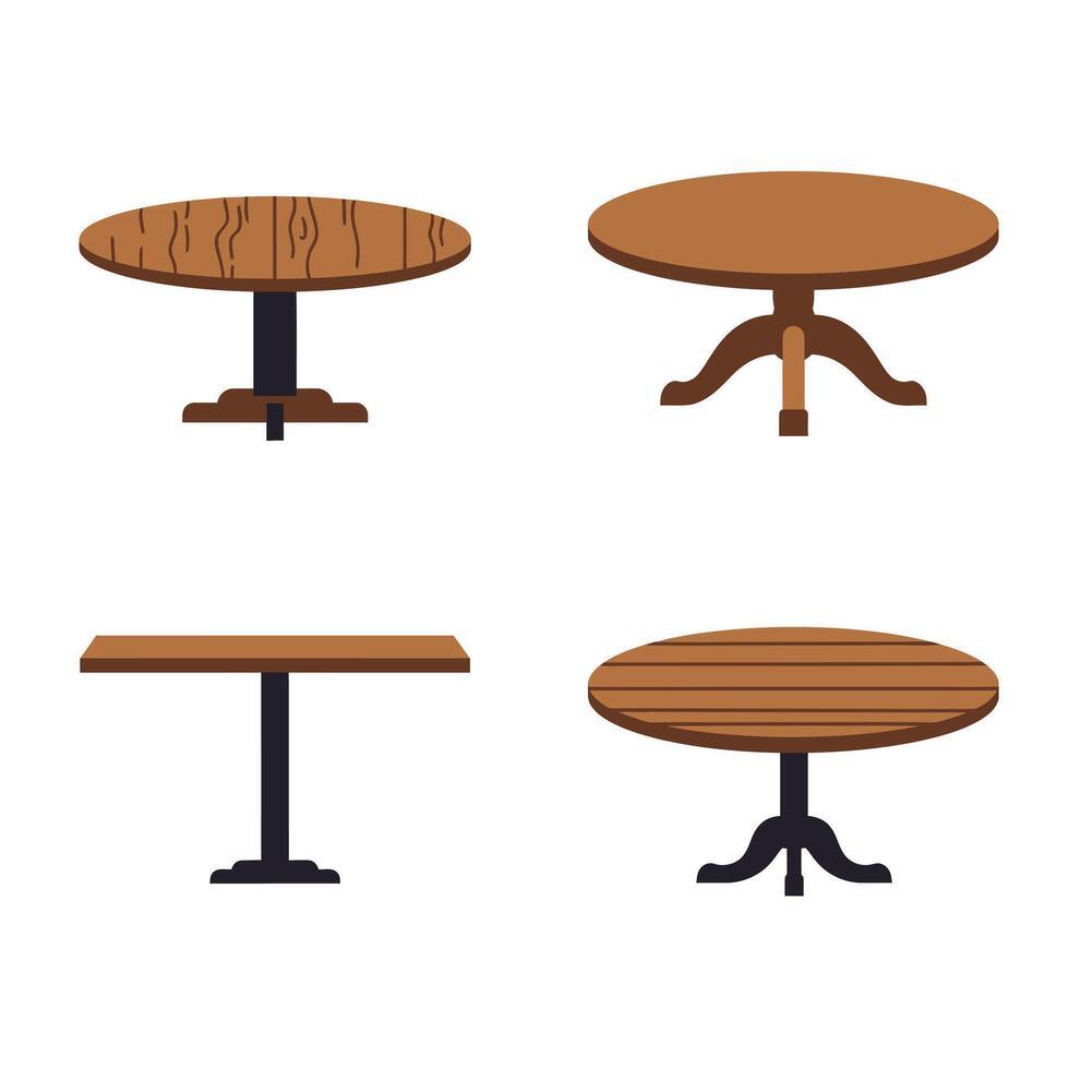 Collection of Decorative Wooden Tables Illustration vector