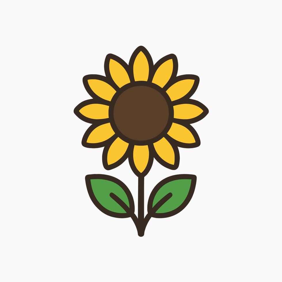 Stylized Sunflower Clipart with Bold Outline vector