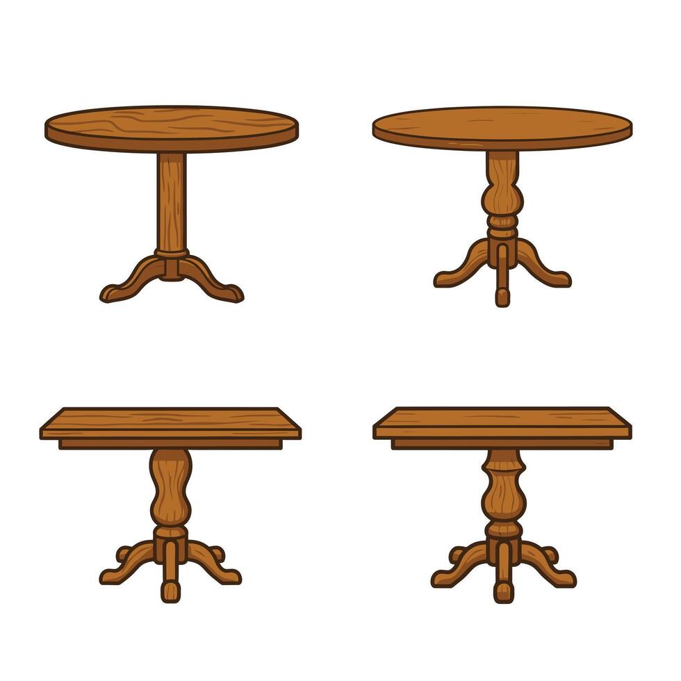Wooden Dining and Coffee Tables in Format vector