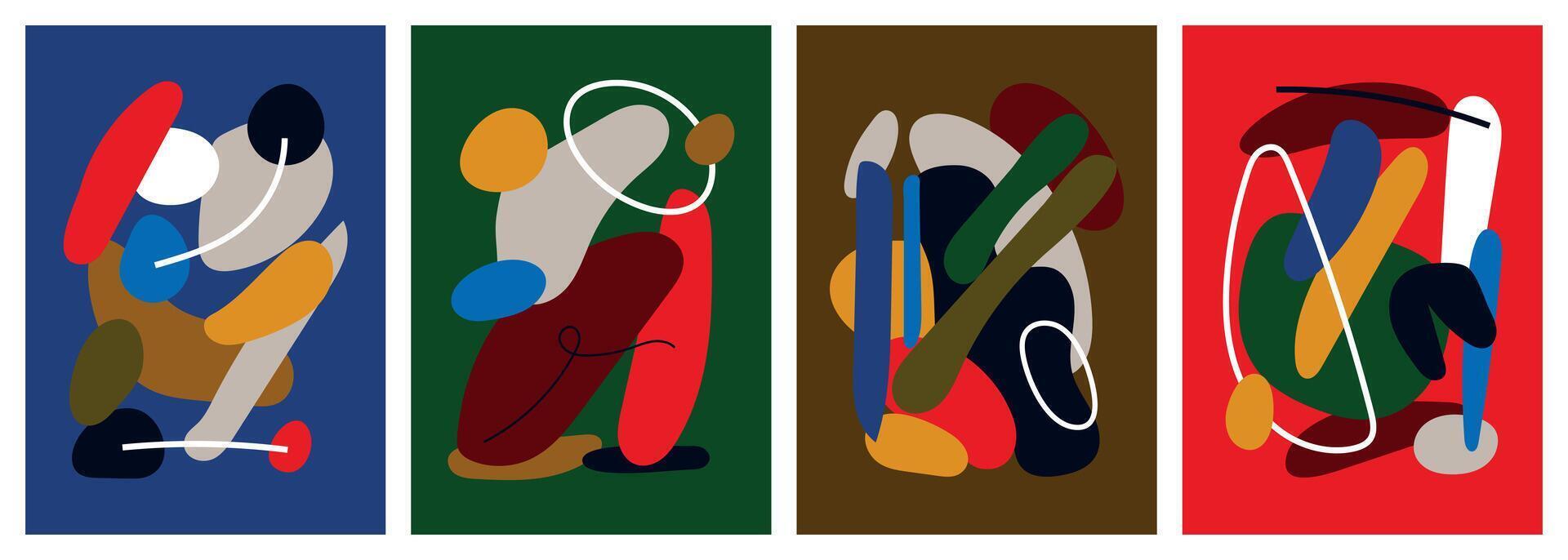 Abstract compositions with colorful organic shapes vector