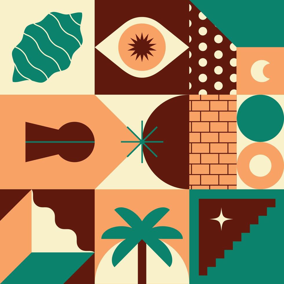 Geometric, fun, abstract, colorful, minimal and attractive composition vector