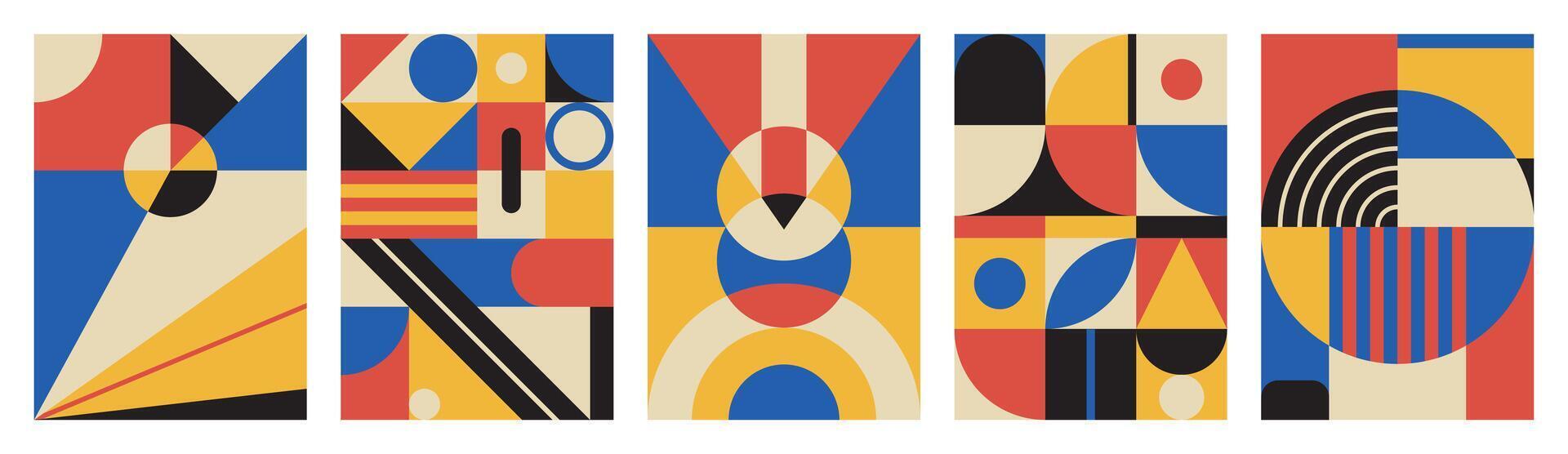 Colorful geometric art collection vector