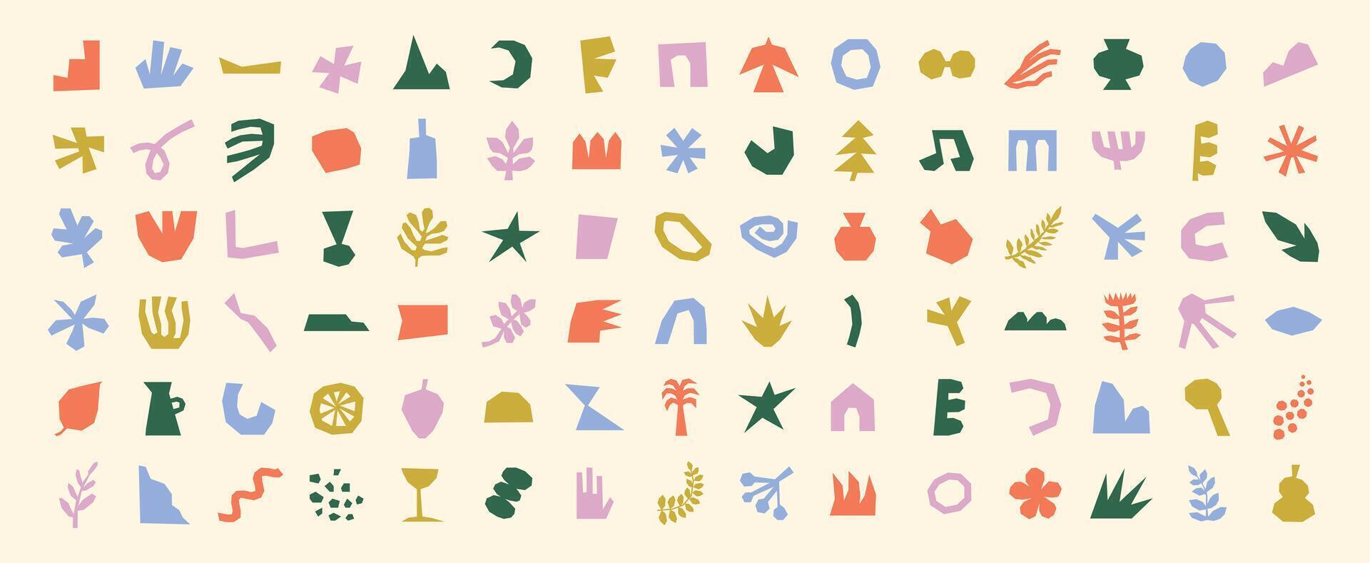 Collection of colorful, naive, irregular and cutout shapes vector