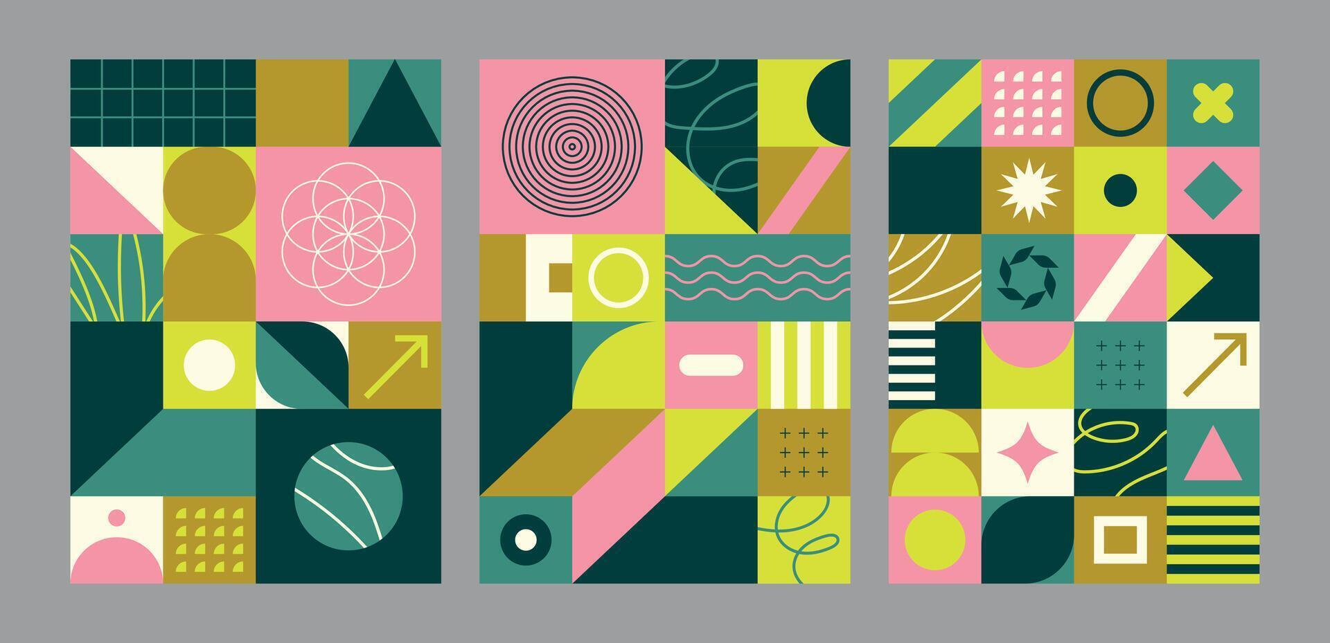 Abstract, trendy, modern and colorful covers vector