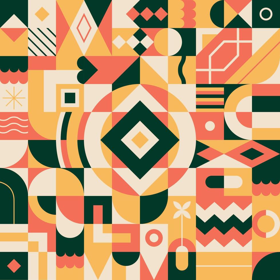 Geometric and colorful pattern with an ethnic and summery aesthetic vector