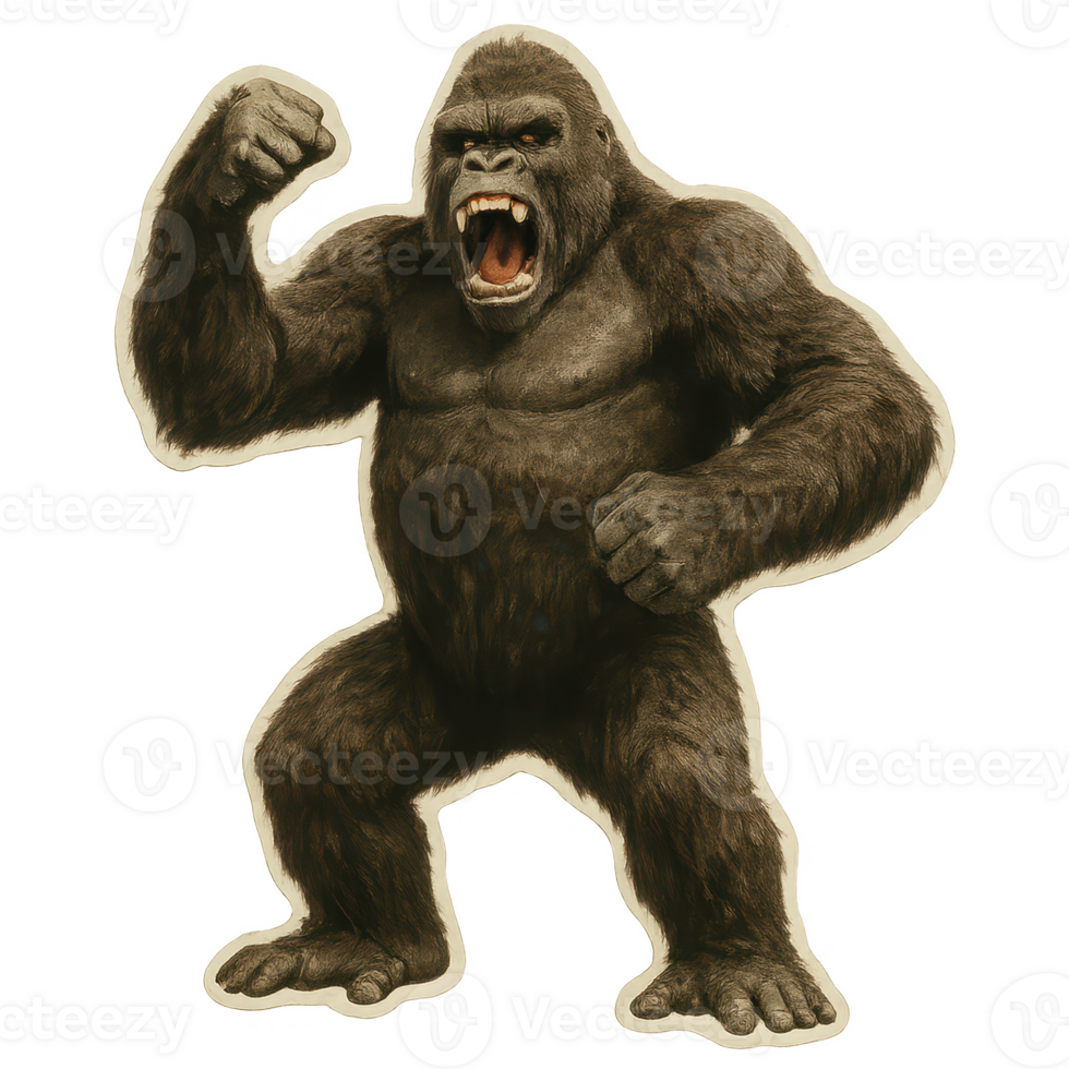 Majestic Silhouette of a Powerful Gorilla in Motion png