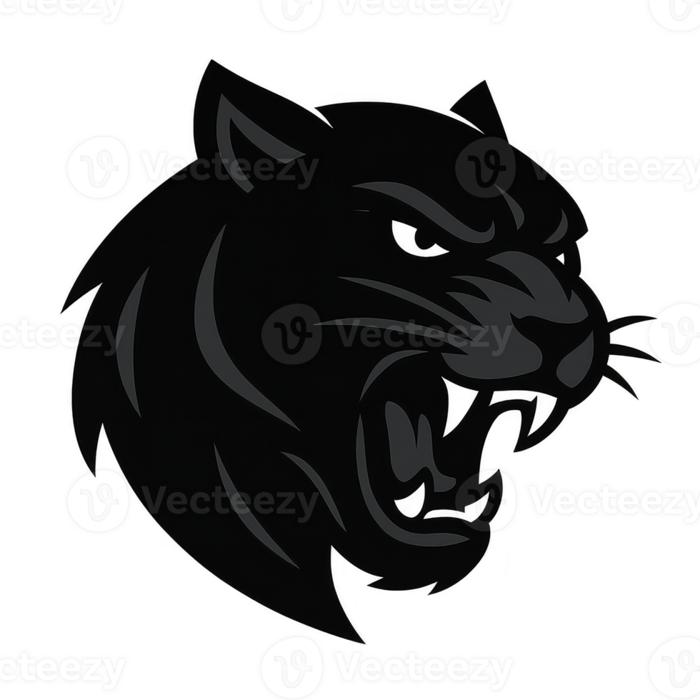 Fierce Black Panther Head Logo Design for Creative Projects png