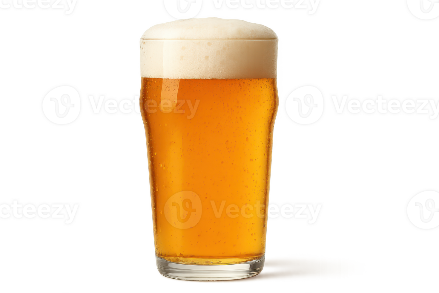 Refreshing Beer Glass with Frothy Foam on Top Against Transparent Background png