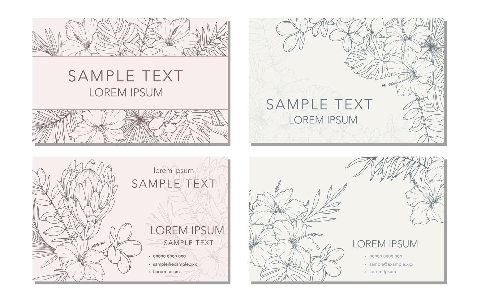 Floral Business Card Design Template. Invitation and Announcement Design. Elegant Botanical Card Design. Floral Line Art Drawing. Business card layout. Template for Business. Floral Background vector