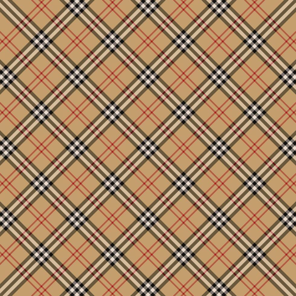 cute soft brown cream trendy scottish tartan plaid checkered stripes flannel pattern background suitable for fabric print vector