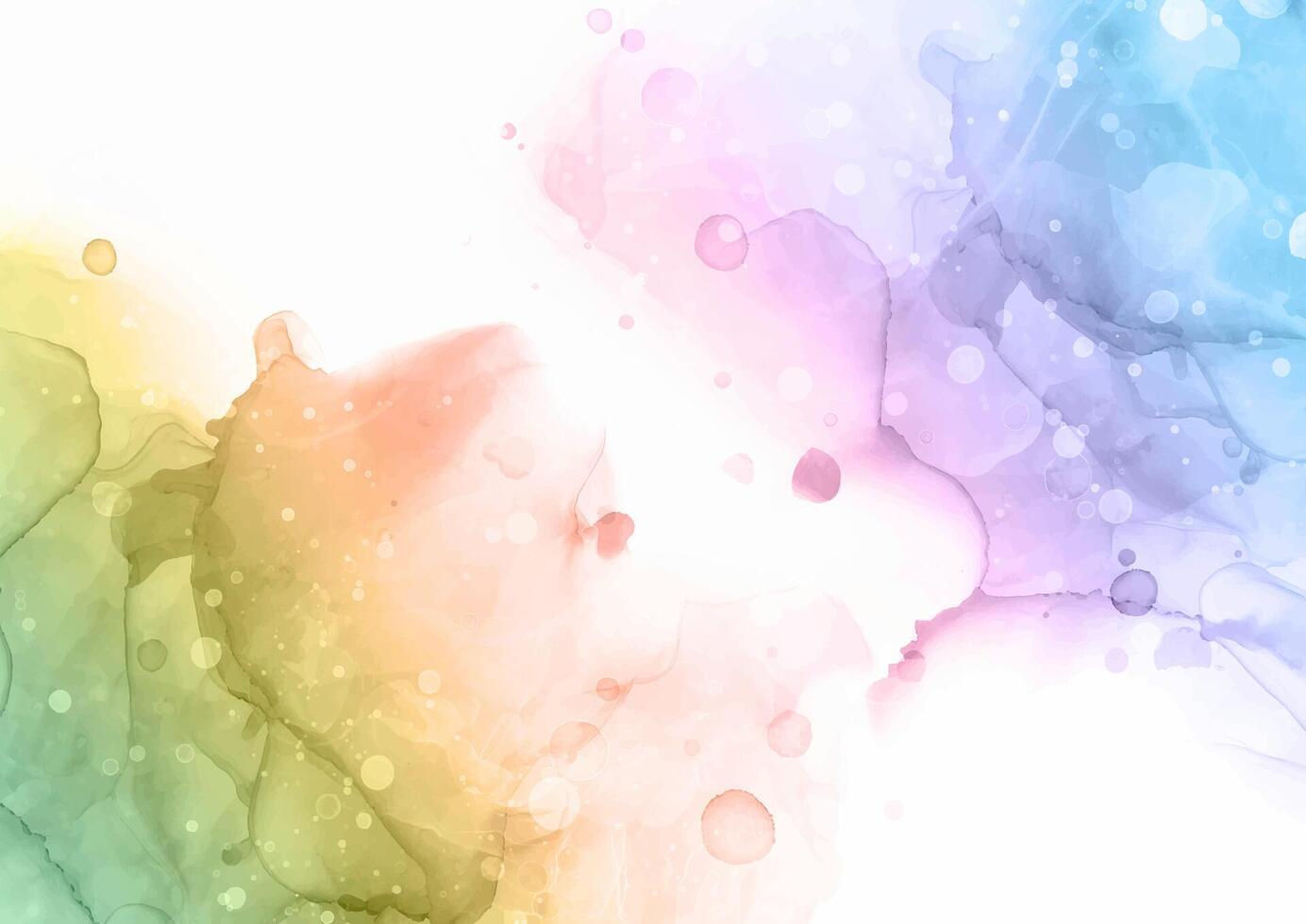 Abstract hand painted alcohol ink background in pastel rainbow colours vector