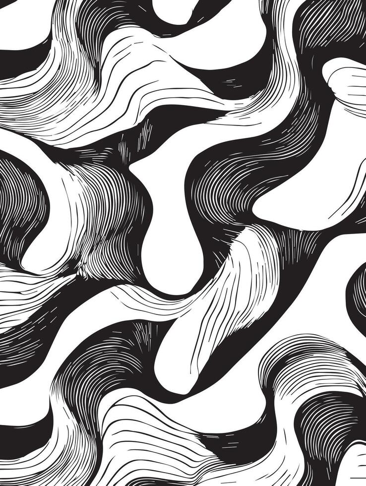 Abstract Black and White Swirl Pattern Seamless Texture for Design vector